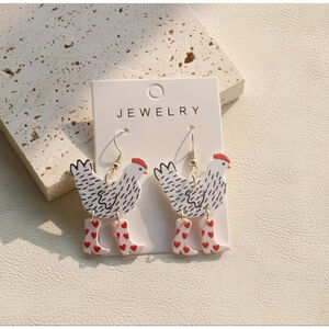 Heart Boots Chicken Dangle Earrings